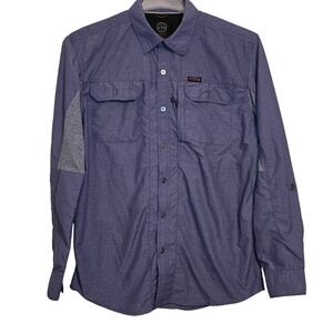 Wrangler ATG All Terrain Gear Mens Button Down Shirt Medium Blue Pocket Hiking